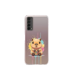 Huawei P Smart 2021 ile Uyumlu Splash Kapibara Tasarımlı Şeffaf Silikon Kılıf