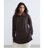 LCW Modest Kahverengi Dik Yaka Kadın Sweatshirt Tunik