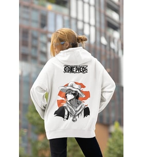 One Piece Anime Karakter Baskılı Unisex Oversize Hoodie