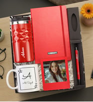 Termos & Kalem & Defter & Kupa & Çerçeve Hediye Seti (Kırmızı)