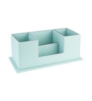 Masaüstü Deri Organizer Kalemlik 4 Gözlü Desktop Organizer Rainbow Vegan 10x12x25 cm. (Su Yeşili)