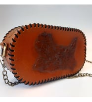 A Leather El Yapımı Hakiki Deri Çiçek Desenli Kadın Omuz Çantası