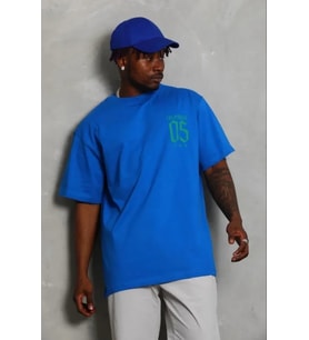 pilelistore- Erkek Baskılı T-Shirt Kısa Kol Bisiklet Yaka Regular Fit Rahat Kalıp Günlük Tişört - Sa (Saks Mavisi)