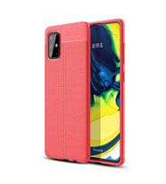Samsung Galaxy A71 Kılıf Esnek Pu-Deri Leather-Pu Serisi Protected Case (Kırmızı)