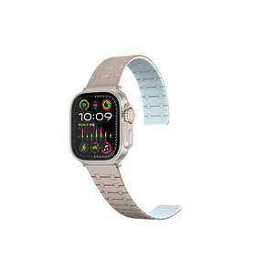 Apple Watch 7 41mm Uyumlu Zore KRD-111 Çizgili Desenli Silikon Kordon (Haki)