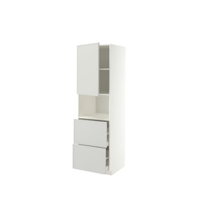 Mikrodalga Fırın Boy Dolabı, Açık Gri, 60x60x200 cm, 1 Kapaklı, 2 Çekmeceli ve 2 Raflı