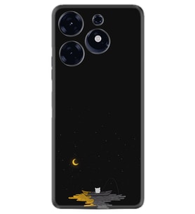 Tecno Spark 10 Pro Kılıf Silikon Desen Özel Seri Ay ve Kedi 1683