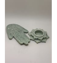 Hamsa Tütsülük Mumluk Seti - Kadife dokulu - Hediyeli (Avakado)