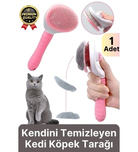 Özel Üretim Pembe Kendini Temizleyen Otomatik Tuşlu Evcil Hayvan Pet Tüy Toplayıcı Kedi Köpek Tarağı