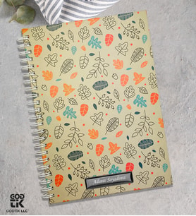 Kişiye Özel Co Notes Marka Bej Renk Kırmızı Turuncu  Yaprak Modelli Defter GDTK-906112