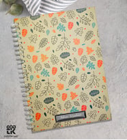 Kişiye Özel Co Notes Marka Bej Renk Kırmızı Turuncu  Yaprak Modelli Defter GDTK-906112