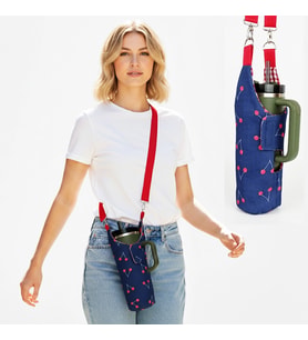 Woodycord El Yapımı Kiraz Matara Termos Kılıfı Kulplu Model Quencher Pipetli 1,18 (Çok Renkli)