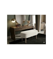 Krem Peluş Bench - Gürgen Ayak ve Metal Bağlantı Aparatı 90x35 cm