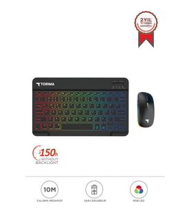 Torima TMK-09 Siyah Şarj Edilebilir RGB Işıklı Kablosuz Klavye Mouse Seti