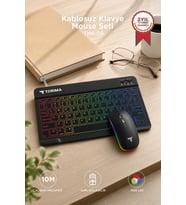 Torima Kablosuz Klavye Mouse Seti Rgb Işıklı Şarj Edilebilir TMK09 Siyah