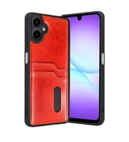 Samsung Galaxy A07 4g Sara Kartvizitli Deri Kılıf - Kırmızı
