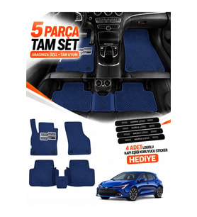 TOYOTA COROLLA-HYBRİD-HATCHBACK (2019-2026) Uyumlu EVA Oto Paspas Metal Topukluklu Lacivert