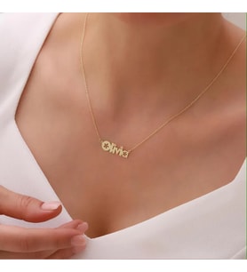 Kişiye Özel 925 Ayar Gümüş Çiçek Tasarım İsim Kolye (Gold)