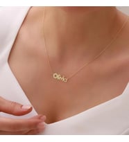 Kişiye Özel 925 Ayar Gümüş Çiçek Tasarım İsim Kolye (Gold)