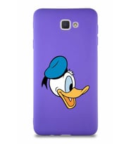 Samsung Galaxy J7 Prime 2 Soft Premier Kapak Donald Duck-F Tasarımlı Silikon Kılıf - Mor (Şeffaf)