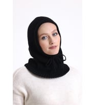Şapka -Triko Başlık Siyah Balaklava Bere Örgü Başlık Kapüşonlu Sıcak Tutar Kışlık