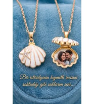 Oyster Locket Kolye Deniz Kabuğu Kapaklı Açılabilir Anı Kolyesi Paslanmaz Çelik eck76