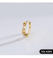 14 Ayar Taşlı Tek Modern Halka Altın Küpe 0,58 gr