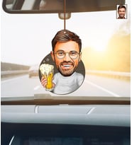 Kişiye Özel Karikatür Ahşap Araba Dikiz Ayna Süsü