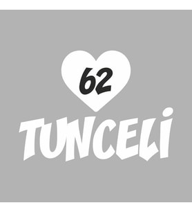 Kalpli 62 Tunceli Araba Sticker siyah 20x15 CM (Beyaz)