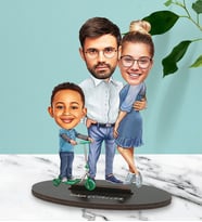 Kişiye Özel Mutlu Aile  Tasarımlı Karikatür Biblo