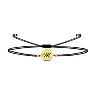 Alberaccessories 925 Ayar Gümüş Tasarım 14 K Gold Kaplama ip Örgü M Harf Şans Bileklik