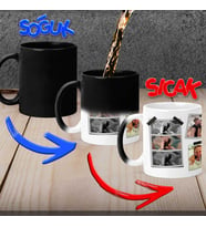 Kolaj Tasarımlı 6 Fotoğraf Baskılı Sihirli Kupa Bardak