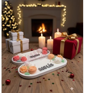 Mumelia Candles Gülce İsimlik - Doğal Soya Uzun Taştozu Tabak Tasarım Dekoratif Mum
