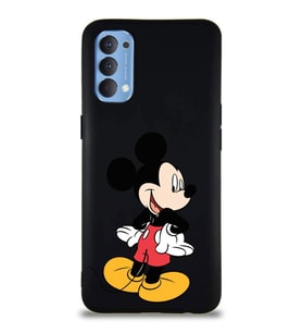 Oppo Reno 4 Soft Premier Kapak Mickey Mouse-D Tasarımlı Silikon Kılıf - Siyah (Şeffaf)