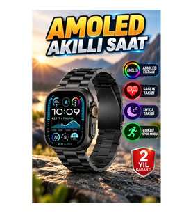 Haino Teko Ultra 3 Amoled Ekran Akıllı Saat Siyah Kordon Metalik Kasa Uyku ve Sağlık Takip Özellikli