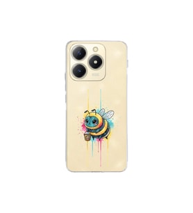 Realme C61 ile uyumlu Splash arı tasarımlı şeffaf silikon kılıf
