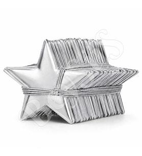 Metalize Silver Yıldız Zincir Kağıt Süs Gümüş