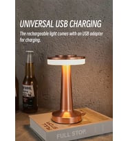 TechTic Oslo Modern Abajur Masa Lambası Şarjlı Dokunmatik 3 Renk Modlu Gold Dim Led