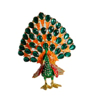Kristal Taş İşlemeli Metal Tavus Kuşu Biblo – Dekoratif Şık Tasarım, 14x12 cm (Mavi)