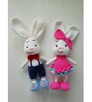 Bay ve Bayan Paskalya Tavşanı Amigurumi Organik Oyuncak