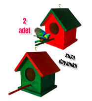 ahşap kuş yuvası dış mekan suya dayanıklı 2 adet