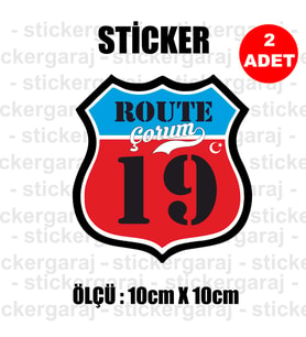 19 çorum memleket rota gidiş etiket sticker çıkartma - 2 adet - motosiklet araba otomobil kamyon kamyonet cam uyumlu