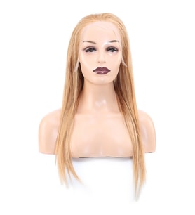 Düz Front Lace Gerçek Tül Peruk - Altın Karamel - 60-65cm
