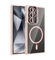 Samsung Galaxy S24 Ultra Uyumlu Kılıf Standlı ve Kamera Lens Hediyeli M-Safe Şarj Özellikli Zore Etro Kapak