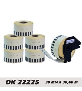 EcotagPlus Brother DK 22225  Etiket 38 mm x 30,48 m -Sürekli - 6 Adet + Tutucu