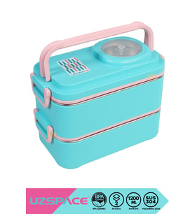 2 Katlı 4 Bölmeli 1200ml Çelik Sefer Tası Yemek Kutusu