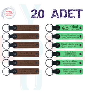 A Kahve & Fıstık Yeşili, Eğitmenden Öğrencilere Hediye 20'li Set, Kişiye Özel İsimli Anahtarlık