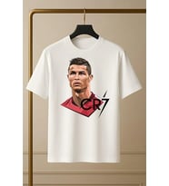 Unisex CR7 Ronaldo Baskılı T-shirt/Tişört - TÜM YAŞ GRUPLARI (Beyaz)