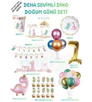 Dinozor Temalı 16 Kişilik Mega Doğum Günü Sürpriz Seti – Çocuklara Özel Full Parti Kutusu (Pudra Pembe)