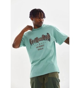 Erkek Baskılı T-Shirt Kısa Kol Bisiklet Yaka Regular Fit Rahat Kalıp Günlük Tişört - Mint Yeşili
